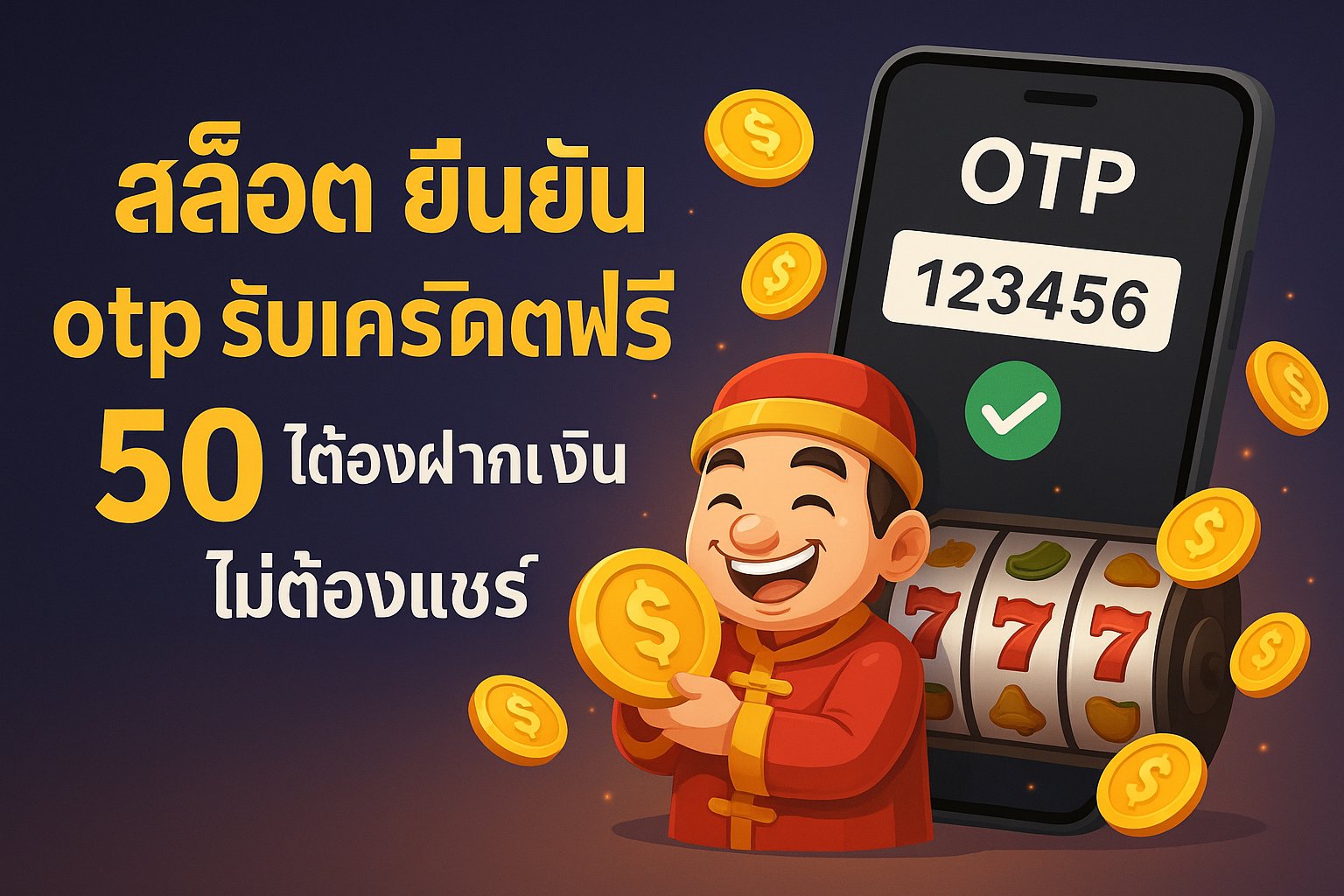 สล็อต ยืนยัน otp รับเครดิตฟรี 50 ไม่ต้องฝากเงิน ไม่ต้องแชร์
