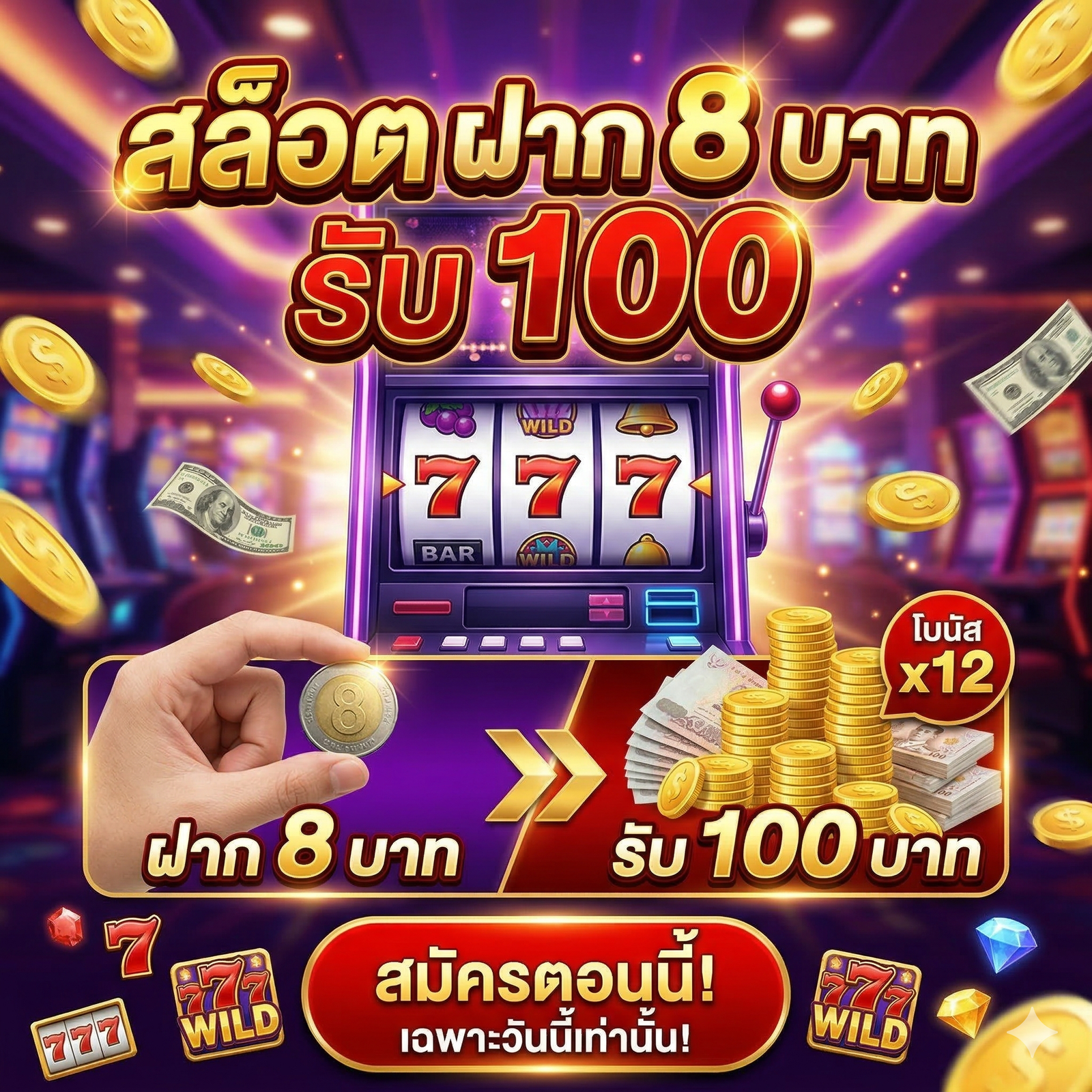 สล็อต ฝาก 8 บาท รับ 100