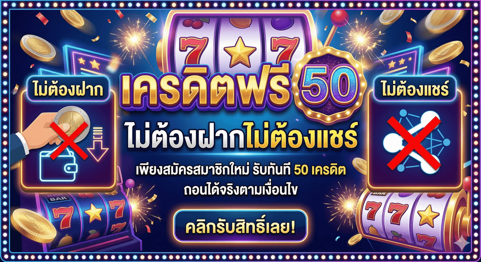 เครดิตฟรี50 ไม่ต้องฝากไม่ต้องแชร์