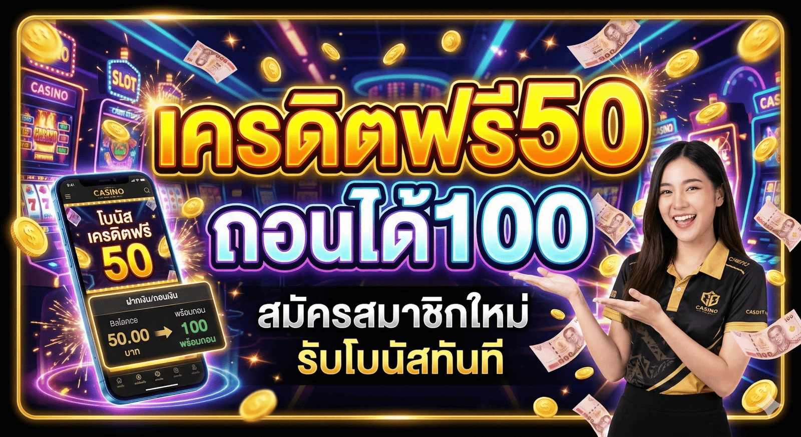เครดิตฟรี50ถอนได้100