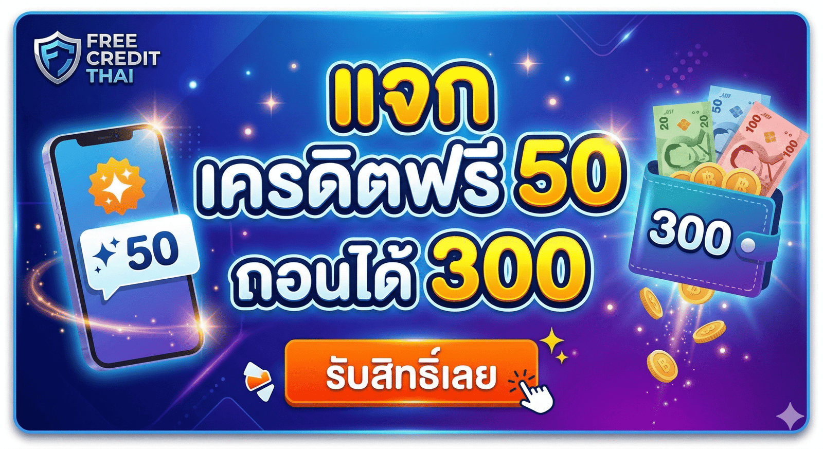 แจก เครดิตฟรี 50 ถอนได้ 300